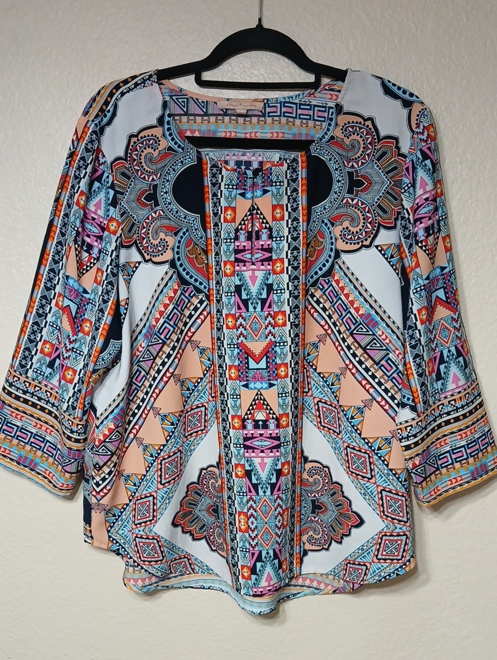 Boho Geometric Print Blouse